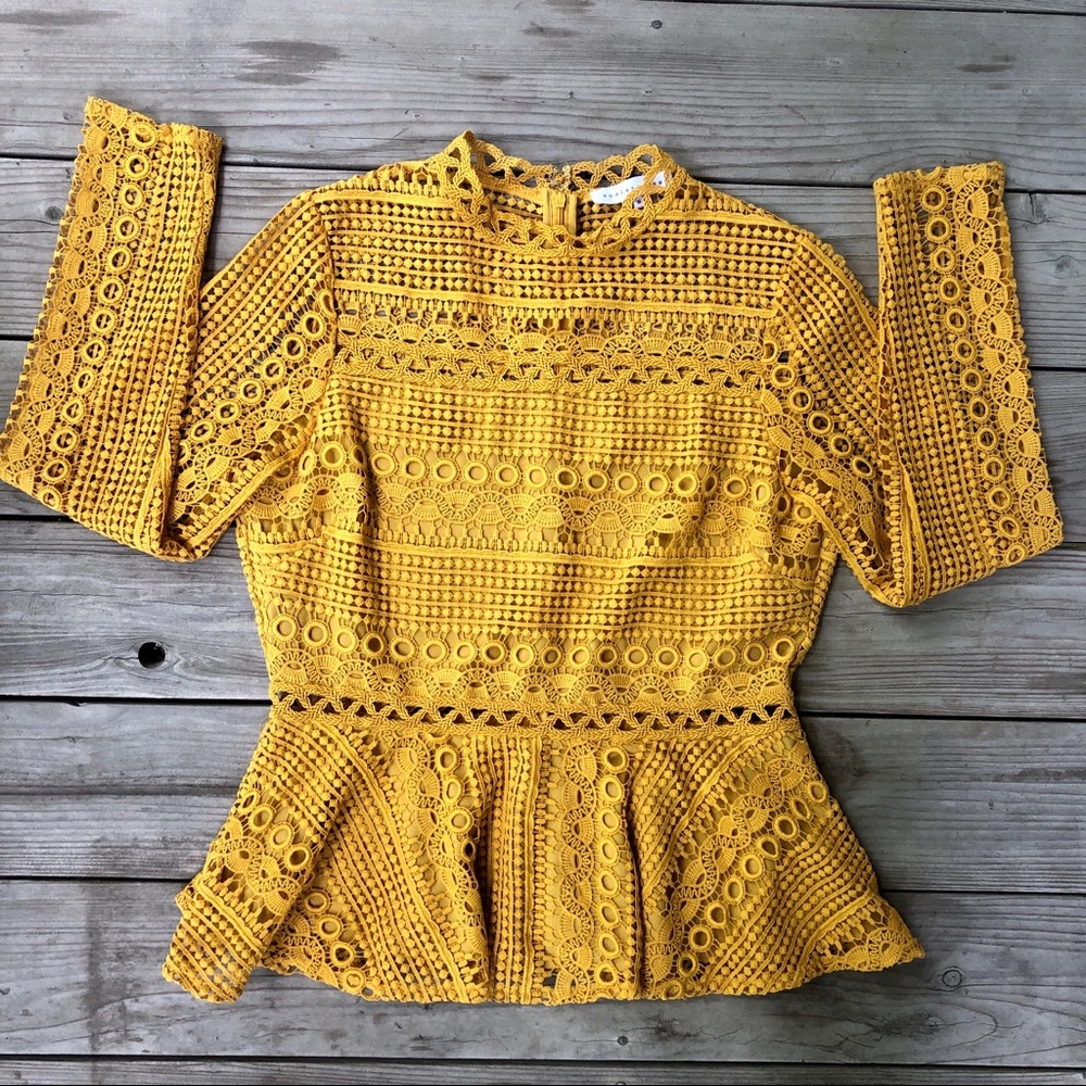 Endless Rose Crochet Peplum Top - Merigold Size M